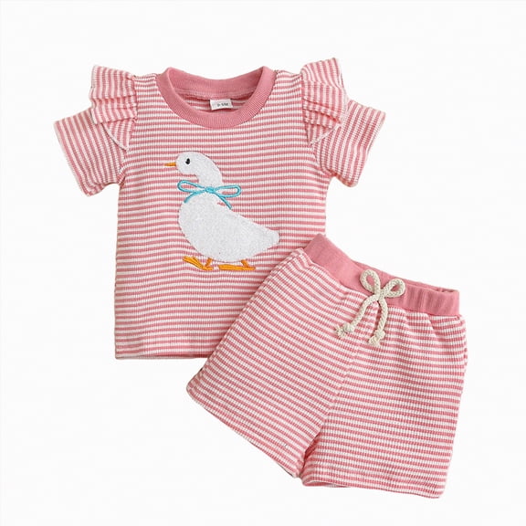 CAUYDY Toddler Girls Summer Clothes Baby Girl 2-Piece Set Tank Top & Shorts Casual Summer Outfit for Kids 6-9M 12-18M 1T 2T 3T 4T 5T 6T 7T (Sizes 12-18 Months,D01-Red)