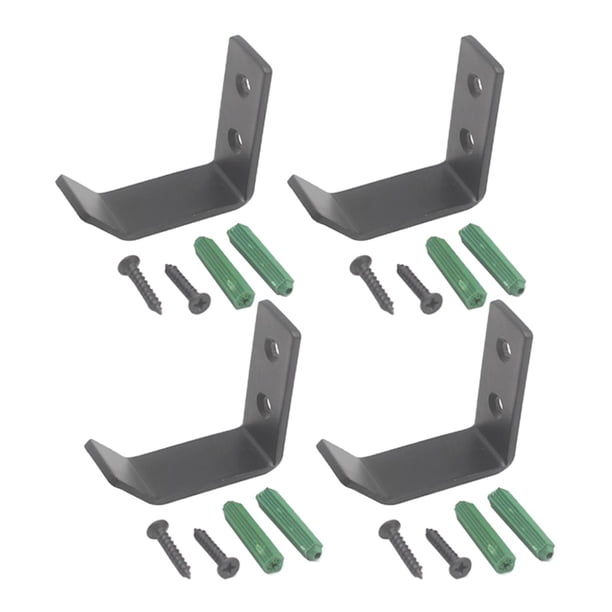 4 ganchos de pared metálicos resistentes con tornillos para abrigos y batas. Negro