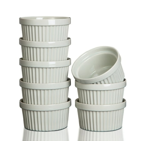 

8 oz Ramekins Bowls Creme Brulee Ramekin Porcelain Dipping Sauce Bowls for Baking Souffle Ramekins Set of 8 Green