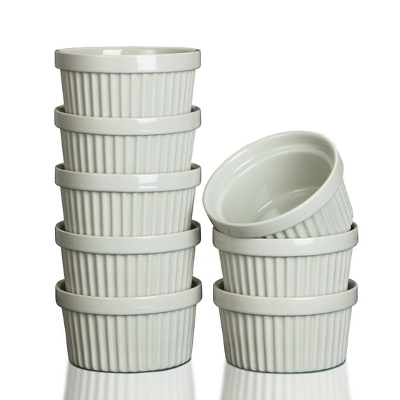 Cibeat Ramekins Bowls, Porcelain Dipping Sauce Bowls, Oven Safe, Classic Style Ramekins for Baking Souffle Ramekins, Creme Brulee Porcelain Ramekins - Green