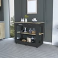 thumbnail image 7 of Nmkwnr 2 Drawers Kitchen Cart with 2 Shelves and Wheels, Wood Top Kitchen Island for Dining Room, Bar, Black+Brown, 7 of 7