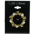 thumbnail image 2 of Mi Amore Wreath Bows Brooch-Pin Gold-Tone & White, 2 of 2