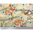 thumbnail image 2 of Soimoi Yellow Rayon Fabric Tomato & Freesia Floral Print Sewing Fabric Yard 42 Inch Wide, 2 of 5