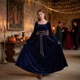 thumbnail image 6 of KLHDSF Renaissance Costume Women's Long Flare Sleeve Halloween Medieval Witch Dress Ideal for Ren Faire, Fairy Outfit, Princess Cosplay, Pirate Parties, Fantasy Events. Navy L, 6 of 6