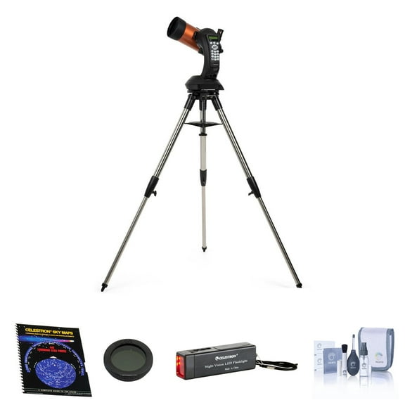 Celestron NexStar 4 SE Maksutov-Cassegrain Computerized Telescope, Bundle with Night Vision Flash Light, Sky Maps Book, 1.25" Moon Filter, Cleaning Kit