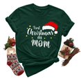 thumbnail image 3 of Gibobby Tops navideños para Mujer Camiseta de manga corta con cuello redondo y estampado de Navidad para mujer(Verde,M), 3 of 5