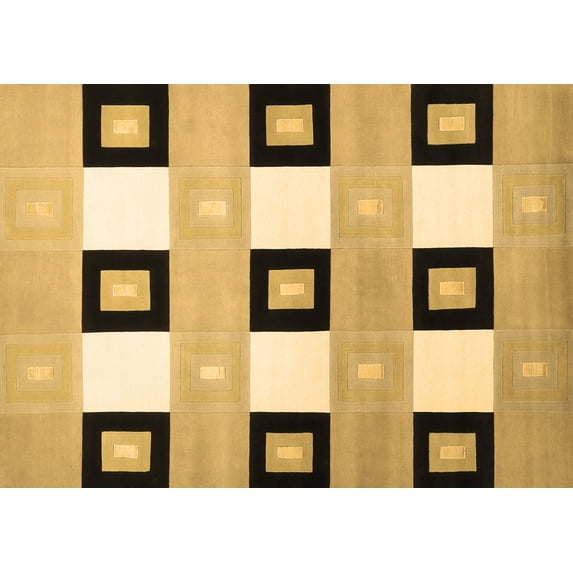 Ahgly Company Indoor Rectangle Checkered Brown Modern Area Rugs, 8' x 12'