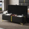 thumbnail image 1 of MODERNLUXE 47" Storage Ottoman Bench,Upholstered Entryway Bench with Metal Legs for Bedroom,Living Room,Black, 1 of 6