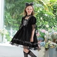 thumbnail image 6 of Enjoytime Girls Halloween Costumes Dress Puff Short Sleeve Lace Mesh Gothic Princess Dress Vintage Party Outfit with Lace Headband, 6 of 8
