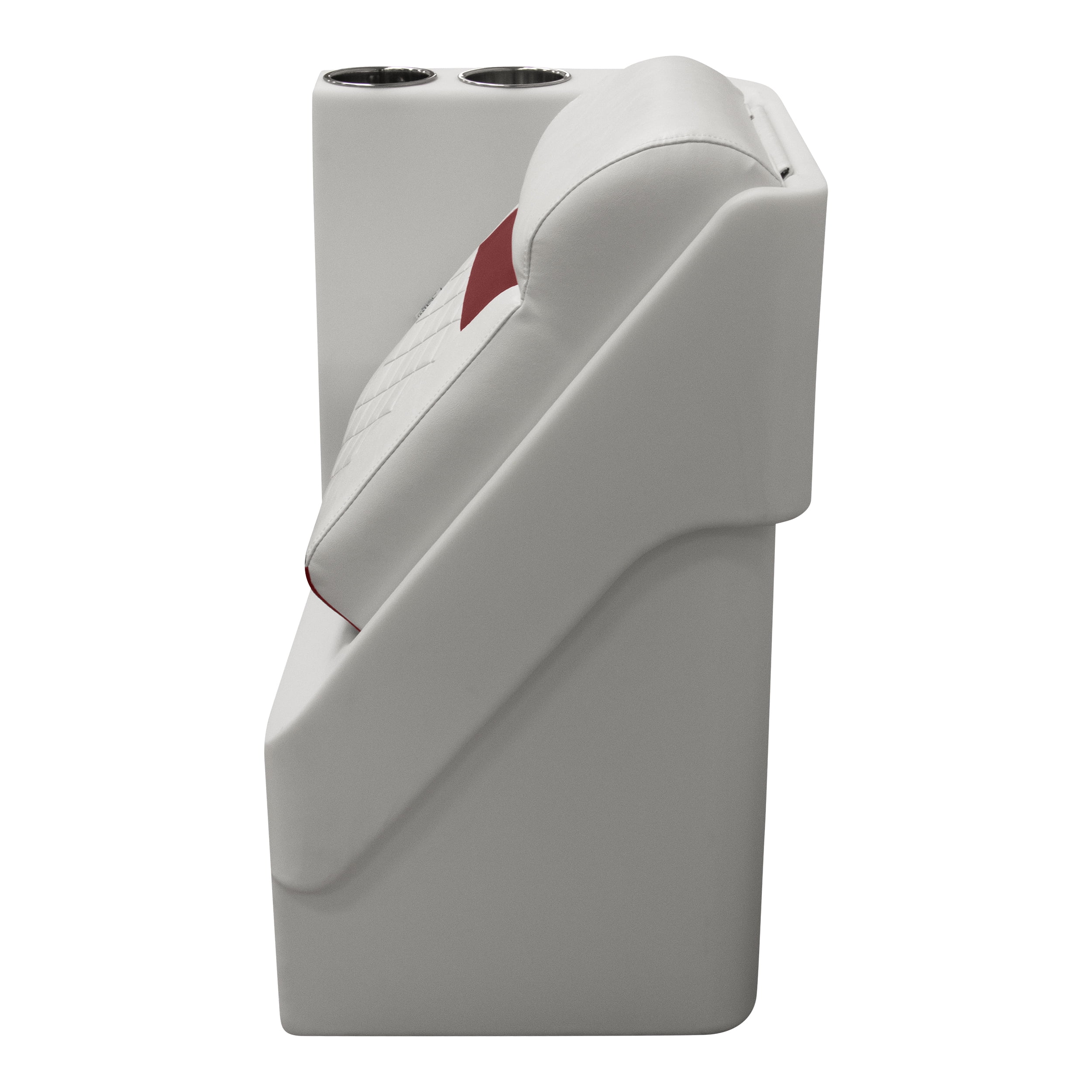 Wise DLX1305L-1906 DLX Series Pontoon Left Radius Lean Back Recliner - White / Crimson Red