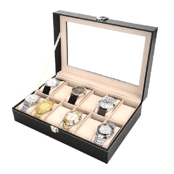 Caja Relojes 12 Rejillas Organizadora Estuche Joyas Acrilico Malubero Malu1283