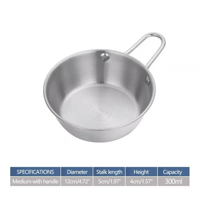 Bol d'Assaisonnement pour Collation de Cuisine avec Poignée, Bol de Riz Doré, Bol à Vin Chaud et Froid, Bol à Vin de Riz en Acier Inoxydable