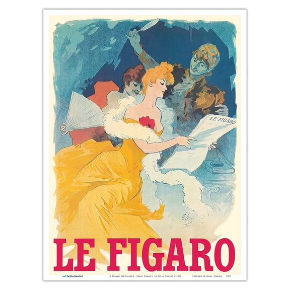 Le Figaro Newspaper - Paris France - Vintage French Advertising Poster by Jules Chéret c.1890 - Master Art Print (Unframed) 9in x 12in