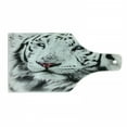 thumbnail image 1 of Safari Cutting Board, White Tiger Wintertime Rare Animal Portrait Eyes Calm Noble Beast Photography, Tempered Glass Cutting and Serving Board, Wine Bottle Shape, Grey Black White, by Ambesonne, 1 of 1