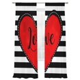 thumbnail image 3 of Valentine's Day Red Love Chiffon Sheer Curtains 84 Inches Long, Geometric Black White Stripe 2 Rod Pocket Window Treatment Voile Drapes Curtains for Living Room Bedroom,2 Panels, 52x84In, 3 of 9