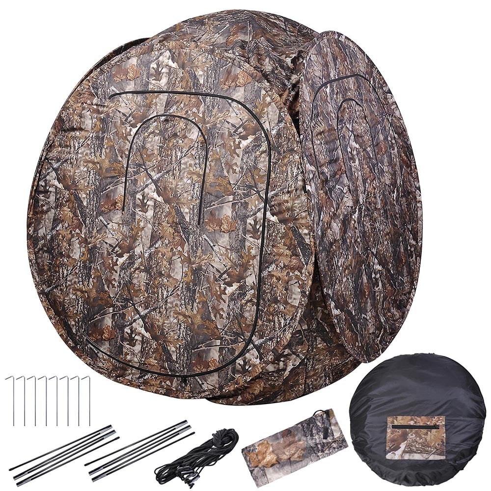 Portable Hunting Blind Pop Up Ground Camo Enclosure Weather-Resist Tent Canopy 