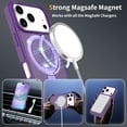 thumbnail image 4 of Asuwish Phone Case for iPhone 17 Pro 6.3 inch Tempered Glass Screen Protector Magnetic Folding Stand Frosted Translucent Rugged Shockproof Protective Cell Cover i Phone17 i17Pro Women Men Deep purple, 4 of 7