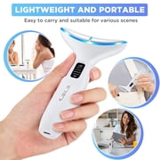 Neck Beauty Device with Microcurrent & 3 Color LED Lights - Rejuvenate, Lifting, Massage Modes, 45°C Heat, 3 Intensity Levels, for Face & Chin Care, White