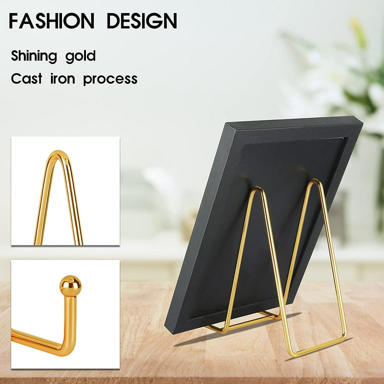  Plate Holder Easel Display Stand - 6 inch Metal Plate Stands  for Display - Tabletop Picture Stand - Gold Iron Easels for Display  Pictures, Photo Frames, Book