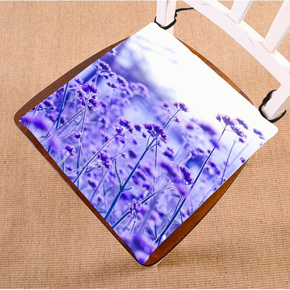 PHFZK Tree of Life Chair Pad, Purple Lavender Flowers Field Seat Cushion Chair Cushion Floor Cushion Two Sides Size 16x16 inches