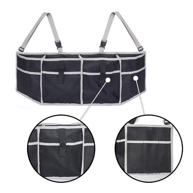 Organizador de maletero colgante para asiento trasero de coche, multiusos con bolsillos de malla, accesorios de viaje resistentes a arañazos, ahorro