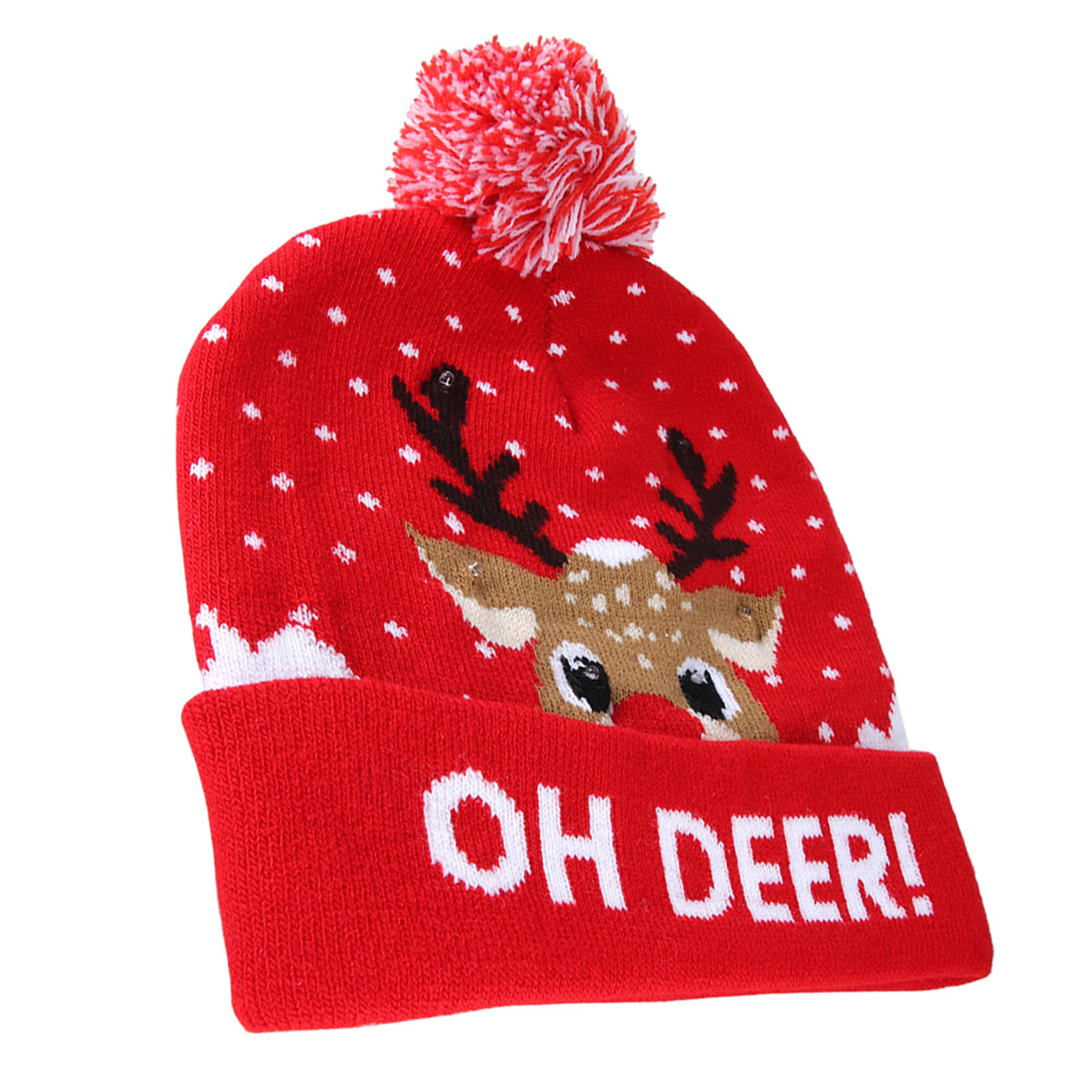 Lot De 2 Bonnets De Noël Lumineux à LED - Bonnet Tricoté Avec 6 Lumières Colorées Et Pompon, Pour Adultes Et Enfants