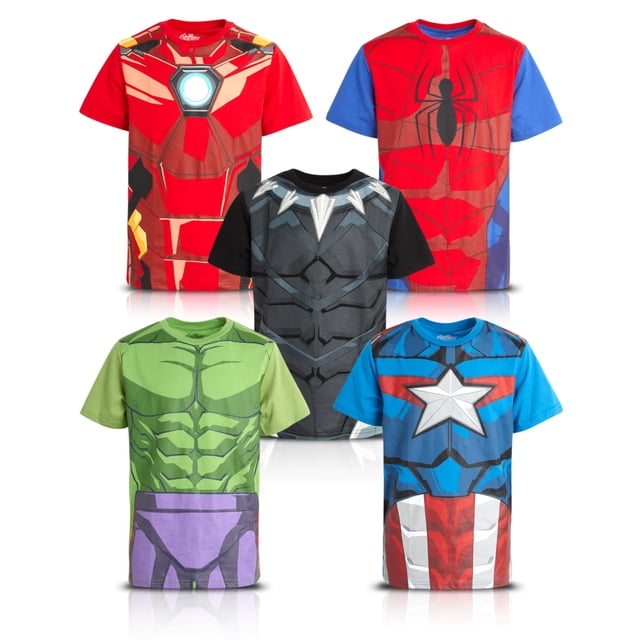 Camisetas gráficas Marvel Avengers Boys, paquete de 5 unidades, 2T-20, talla 7