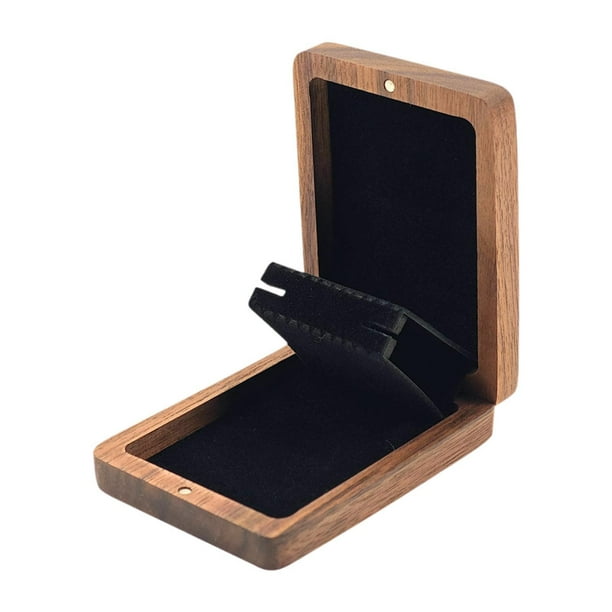 Organizador de joyas, caja para pendientes, madera maciza, terciopelo, elegantes collares y gemelos. Nuez