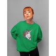 thumbnail image 2 of Unicorn Skull W Flowers Sweatshirt Women -Smartprints Designs, Female Medium, 2 of 4
