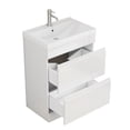 thumbnail image 5 of FFZ 24" Bathroom Vanity Combo with Thick-Edged Ceramic Sink - Handleless Push-Open Design, 2 Soft-Close Doors, Internal Shelf, High-Gloss White, Easy Assembly, 5 of 11