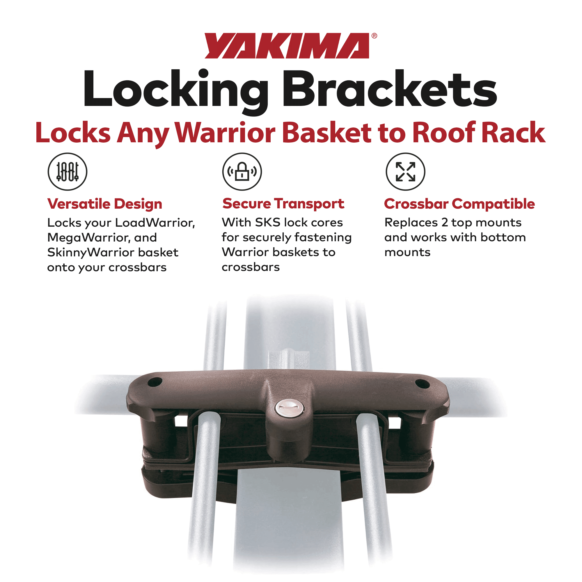 YAKIMA Locking Brackets for Securing Cargo Warrior Baskets, Set of