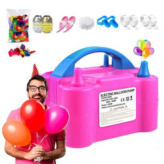 Wintfarm Portable Dual Nozzle Electric Balloon Air Pump for Party Wedding Anniversary Decoration, Balloon Machine for Bulk Balloons Filling, Balloon Pump Electric for Outdoors Events (600W,110V)
