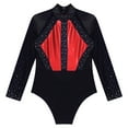 thumbnail image 5 of YONGHS Kids Girls Long Sleeve Leotard with Metallic Booty Shorts Set Gymnastics Dance Tracksuit Red 8, 5 of 7
