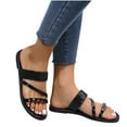 thumbnail image 6 of JeashCHAT Slip On Slide Sandals for Women Women's Casual And Comfortable Wear Bright Belt Flat Slippers (Black), 6 of 6