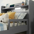 thumbnail image 3 of Miniyam Twin Bed with Bookcase Headboard, LED Motion Sensor Light for Kids and Teens, Gray, 3 of 7