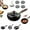 Glass Lid(10.2in), variant on Jinswhdre Cast Iron Skillet, Hand-Forged Uncoated Iron Pan, Japanese Iron Pan, Uncoating Cast Iron Pot, Multi-purpose, A Must-Have Kitchen Tool(9.4/10.2 in) (Wooden Lid(10.2))