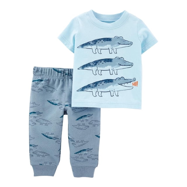 Set 2 Piezas Con Pants Carter's Niños 18M Estampado cocodrilos Azul