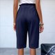 thumbnail image 5 of Pantalones Rectos de Pierna para Mujer, con Cintura Alta Elástica Fruncida, Pantalones Deportivos, Pantalones Cortos con Bolsillos, Azul Marino XXL, 5 of 7