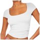 thumbnail image 1 of Camiseta de manga corta y cuello redondo para mujer: básica, ajustada, camiseta informal de verano para combinar en capas, 1 of 6
