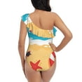 thumbnail image 5 of Sikiie Hello Summer1 Print Women One Piece Swimsuits Tummy Control One Shoulder Bathing Suits Ruffle Swimwear, From S to XXL-Medium, 5 of 6