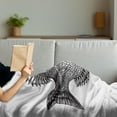 thumbnail image 3 of Fish Soft Flannel Fleece Throw Blanket, Vintage Design Rock Bass Fish Hand Drawn in Black and White Aquatic Image, Cozy Plush for Indoor and Outdoor Use, 50" x 60", Black White, by Ambesonne, 3 of 5