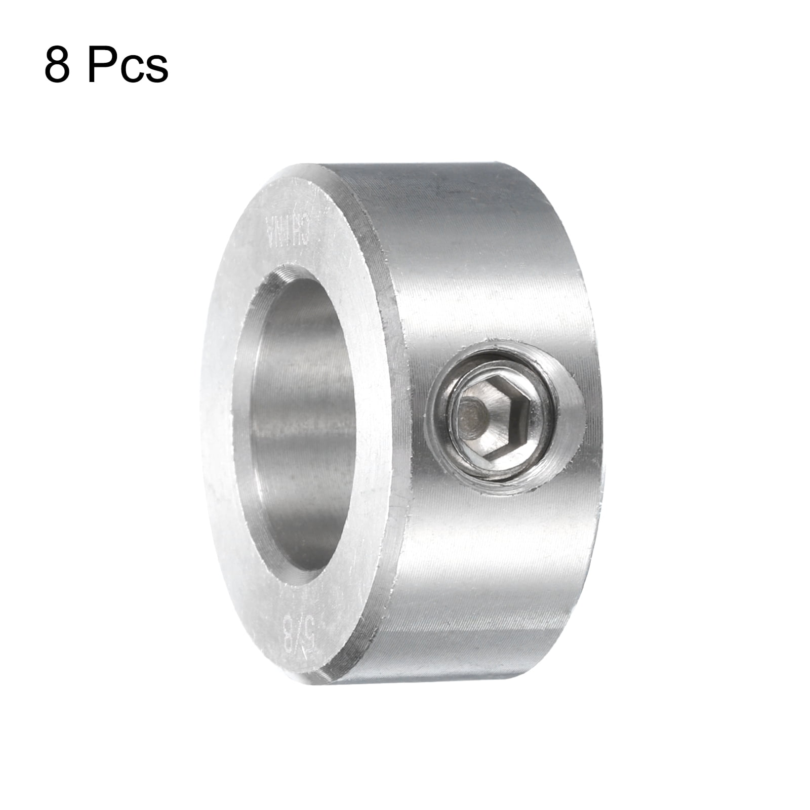 8 Pcs Set Screw Shaft Collar 5/8"Bore, 304 Stainless Steel Shaft Collars, 1-1/8"OD, 1/2"Thickness