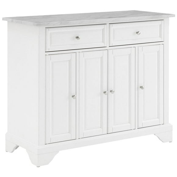 Crosley Furniture Avery Wood Top Kitchen Island Cart in Distressed White