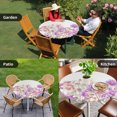 thumbnail image 4 of Pink Purple Spring Floral Round Tablecloth for 45-54 Inch Tables, Fitted Table Cover with Elastic Edge, Summer Flower Botanical Waterproof Outdoor Table Cloth Protector for Patio Garden Dinner Picnic, 4 of 9