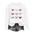 thumbnail image 2 of YueHuiYing Women's Oversized T-Shirt with Random Black & Pink Heart Print Crew Neck Long Sleeve Valentine's Day Sweet & Edgy Style Top, 2 of 4