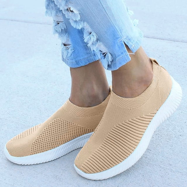 MPWEGNP Chaussures pour Femmes Extérieur en Maille Décontractées à Enfiler Semelles Confortables Course Sport Femmes (Kaki 9)