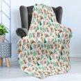 thumbnail image 4 of Xmas Soft Flannel Fleece Blanket, Christmas Tree Presents Noel Holiday Happy Owl Reindeer Pine Tree Yuletide Celebration, Cozy Plush for Indoor and Outdoor Use, 50" x 60", Multicolor, by Ambesonne, 4 of 5