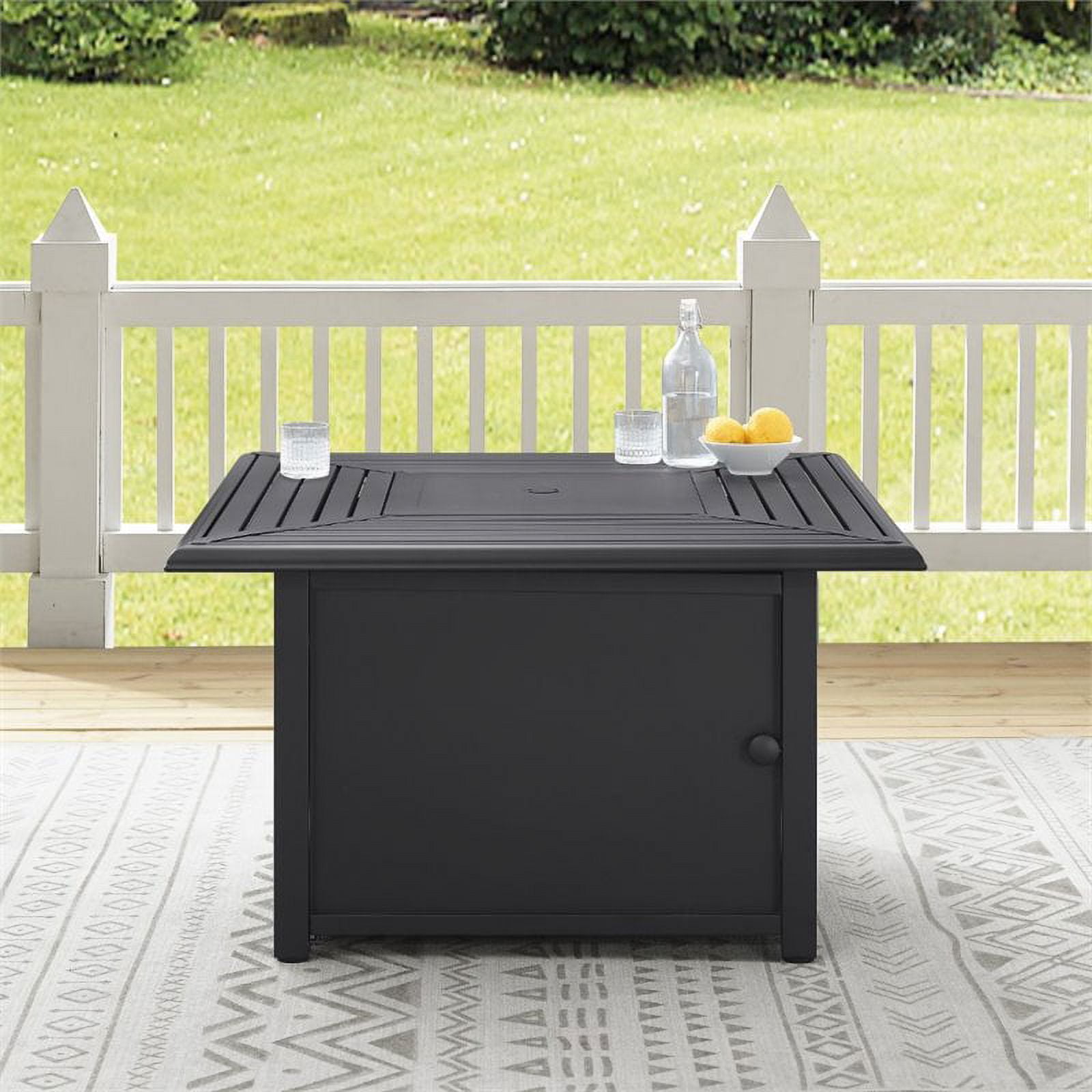 Crosley Furniture Dante Outdoor Propane Fire Pit Table With Lid for Outside Patio Backyard Deck, 50,000 BTU