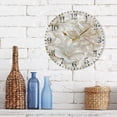 thumbnail image 3 of 10" Artistic Round Wall Decorative Desk Clock Wall Clock Home Decor 3D Beige Floral, 3 of 6