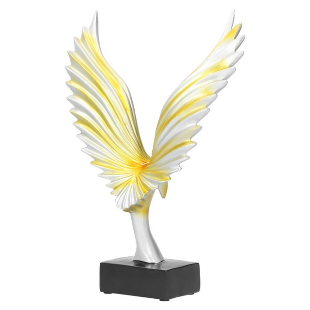 Eagle Wing Craftwork Sculpture, Abstract Eagle Desktop Decoration Figurine Table Decor Statue Home Decor Desk Ornament with Base for Office Living Room Study Hotel
